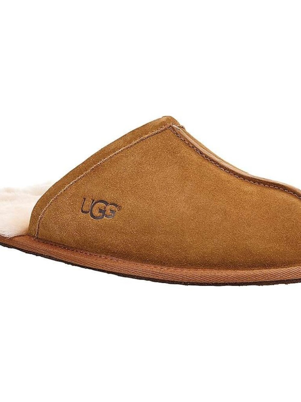 UGG Scuff Slippers Men’s Size 10 Chestnut Suede Shearling Lined - Picture 11 of 11